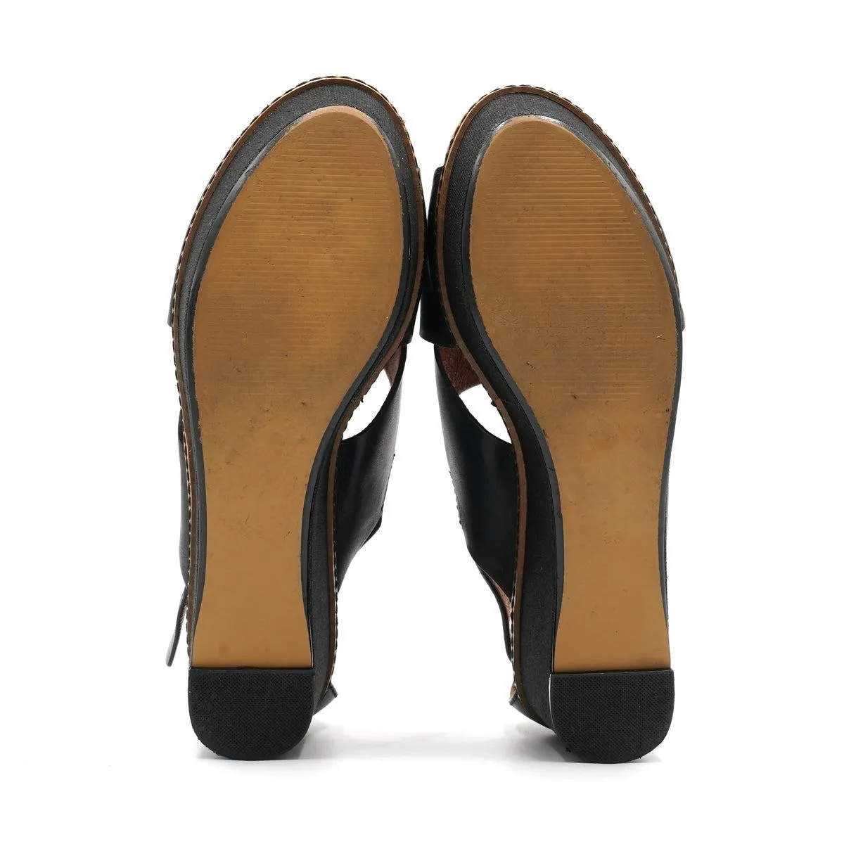 H&M Womens Platform Sandals Leather Black Colour For Women