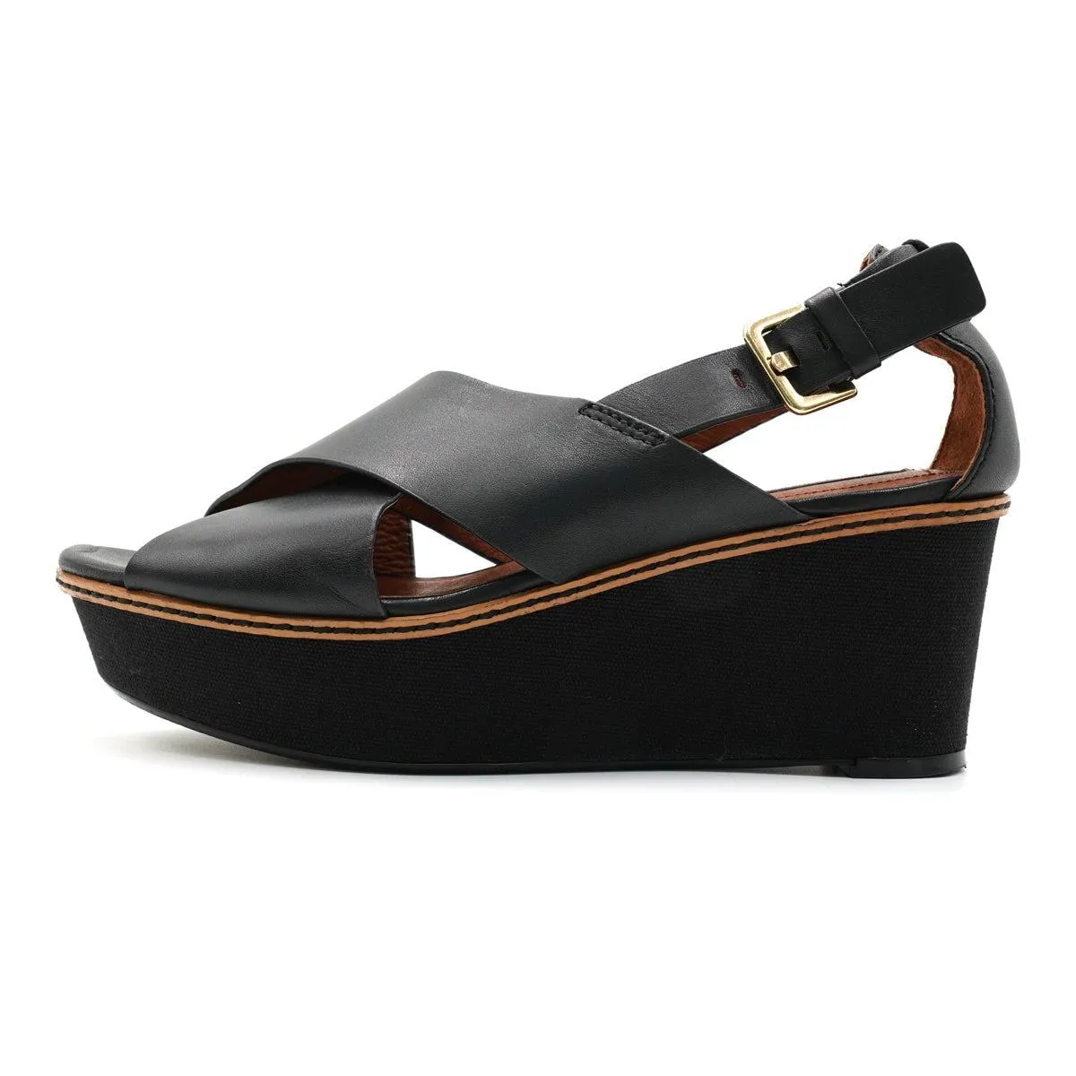 H&M Womens Platform Sandals Leather Black Colour For Women