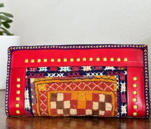 Hand Crafted Kutch Embroidered Clutch Wallet [Red D2]