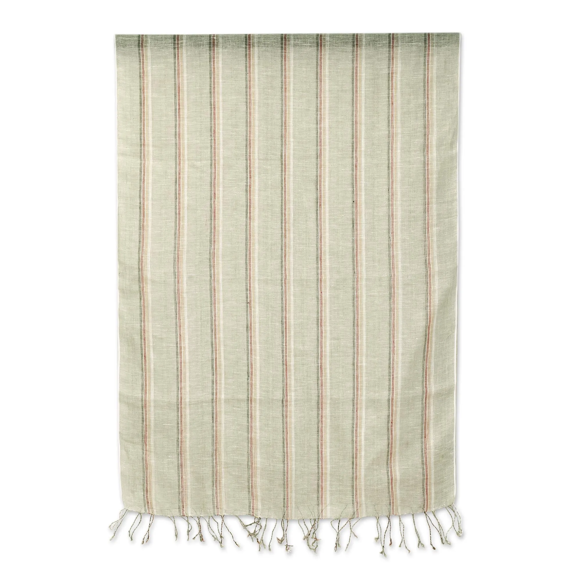 Hand Woven Linen Shawl with Stripes and Fringes from India - Desert Stripes | NOVICA