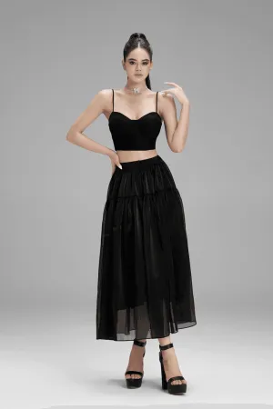 Hannah Cropped Spaghetti Strap Polycotton Top