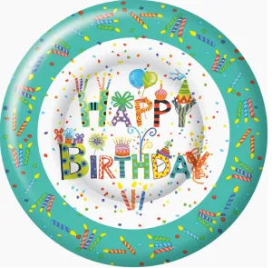 Happy Day Round Paper Dessert Plate 8"