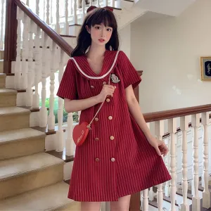 Harajuku Vertical Stripes Mid-length Dress
