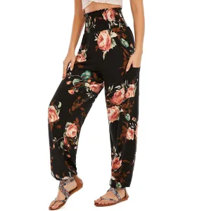 Harem Pants, High Waist Yoga Boho Trousers With Pockets