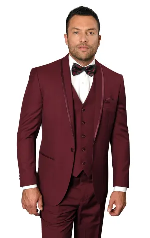HAROLD BURGUNDY TAILORED FIT TUXEDO