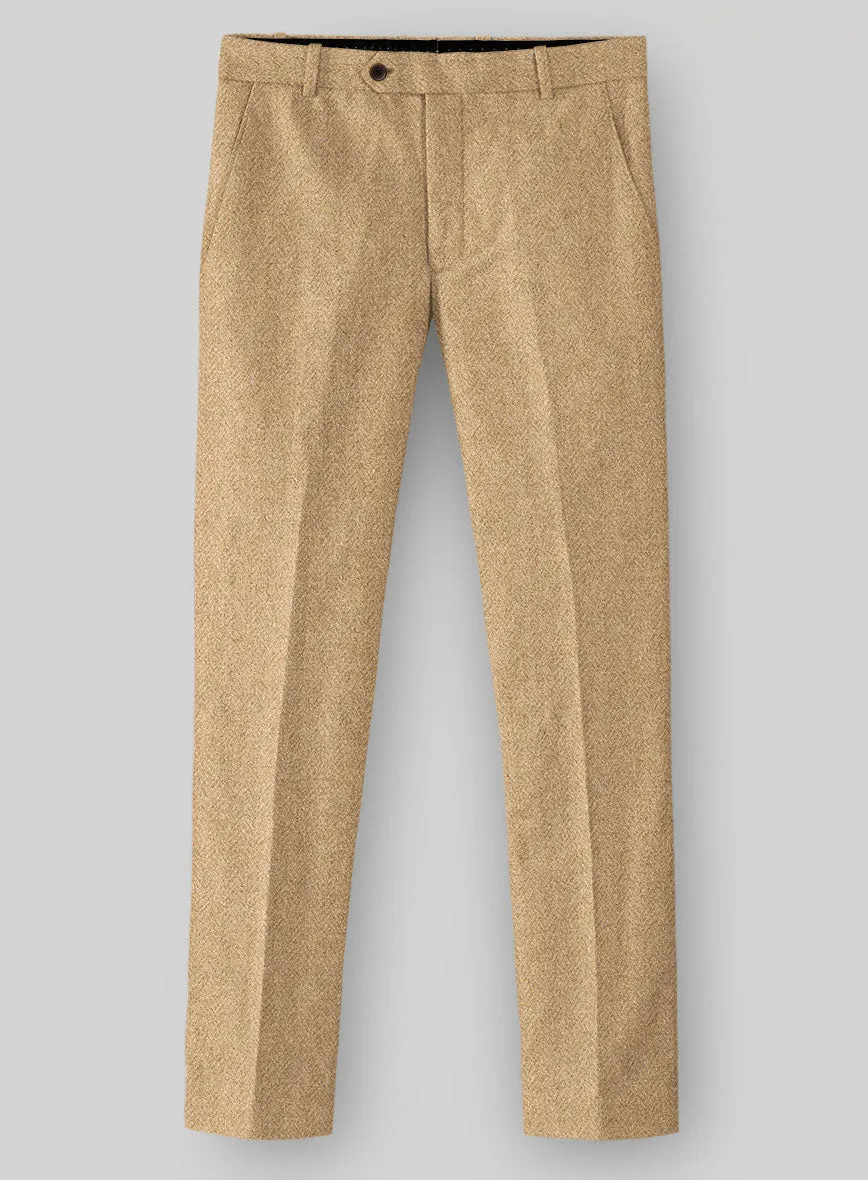 Harris Tweed Beige Herringbone Pants