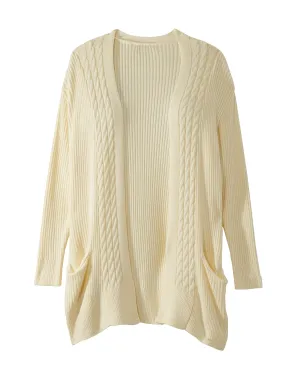 Hartley Long Sleeve Cozy Cable Knit Cardigan | Ivory
