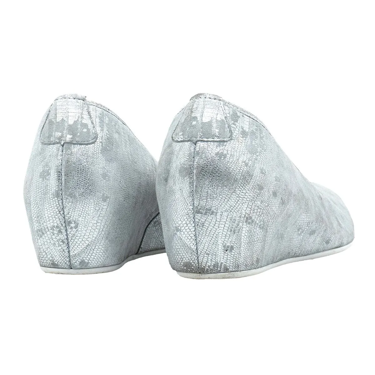 Hassia Premium Comfort Wedge Shoes Leather Silver Colour For Women