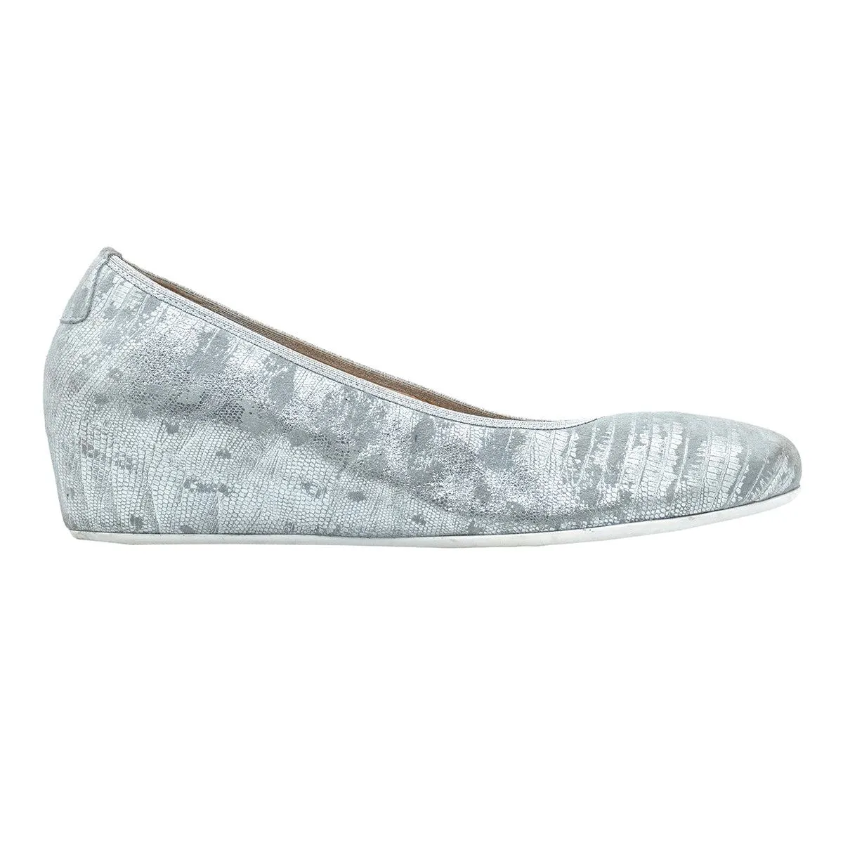 Hassia Premium Comfort Wedge Shoes Leather Silver Colour For Women