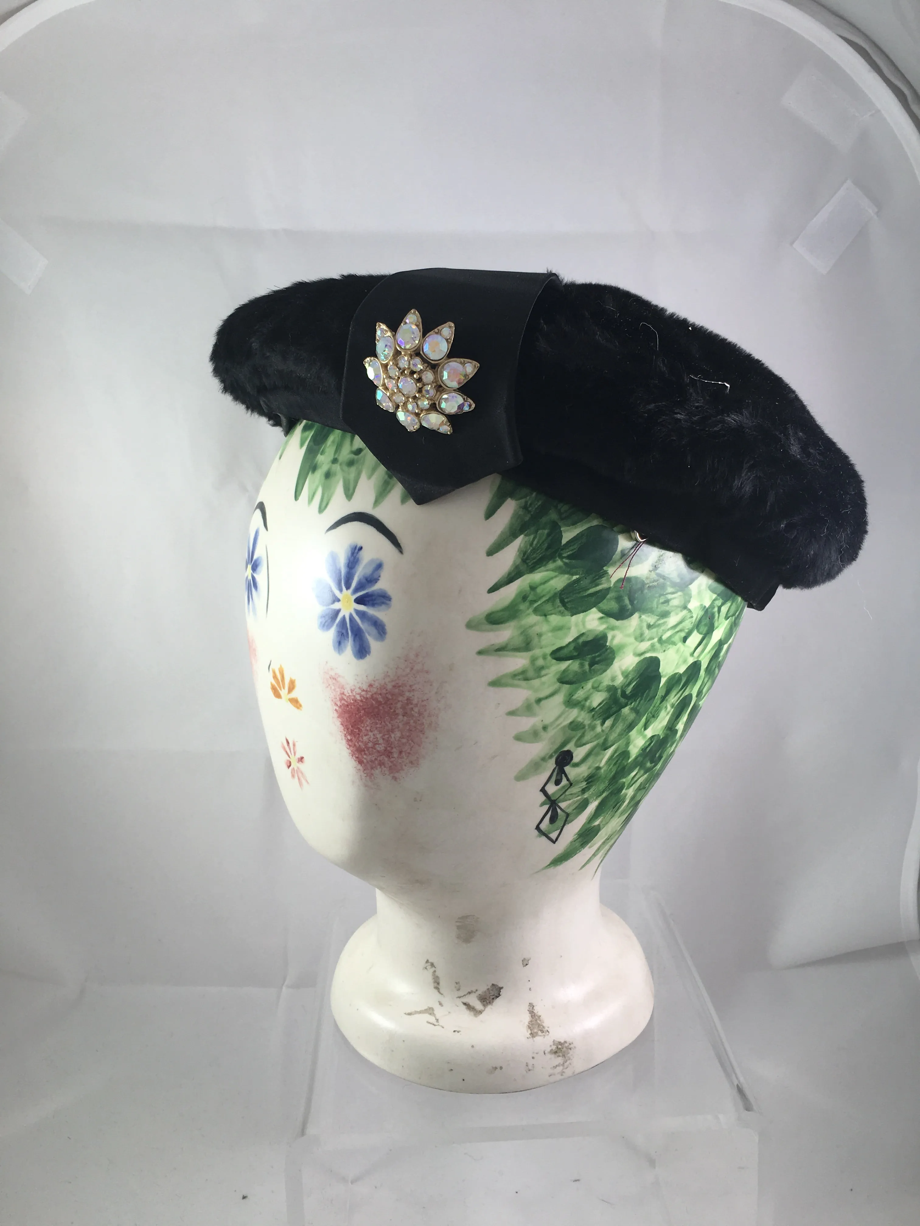 Hat Black Fur Beret