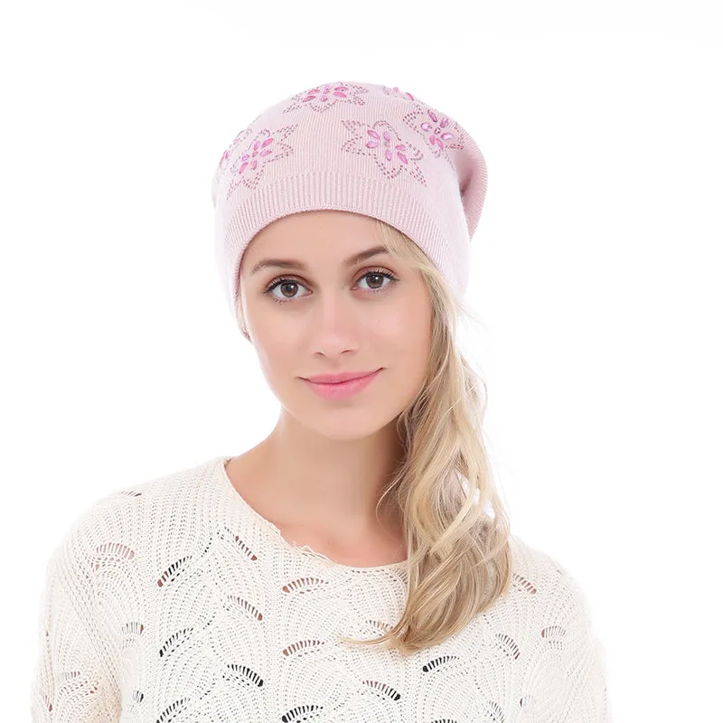 Hat With Fur Pom Pom - Baby Pink