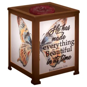He Has Made Everything Beautiful Inspirational Copper Metal Electrical Wax Tart & Oil Glass Lantern Warmer