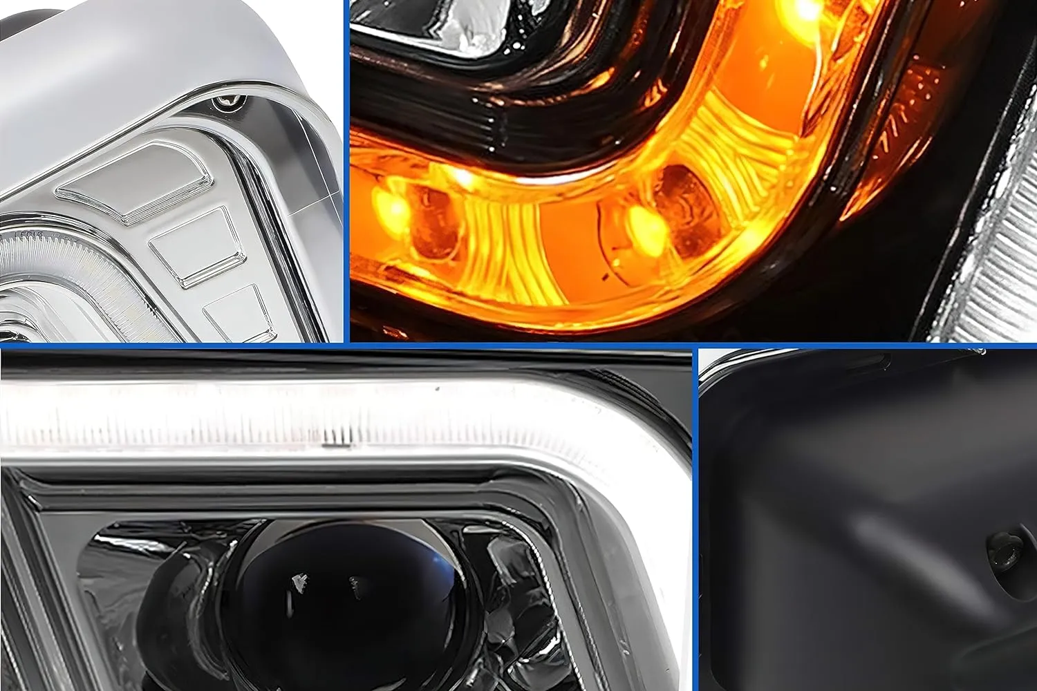 Headlight LED DRL Dual Chrome Driver Freightliner Classic