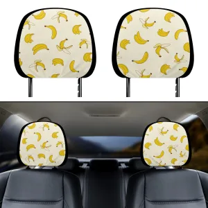 Headrest Cover for Cars | Universal fit | Trendy Designs on Auto Headrest slipcover - Bananas Pattern