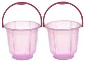 Heart Home Multipurposes Tranasparent Plastic Bucket For Bathing Home Cleaning & Storage Purpose, 13Ltr.- Pack of 2(Pink)-47HH01215