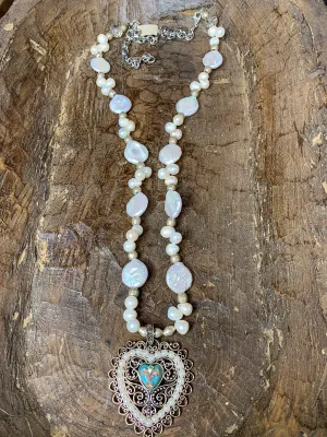 Heart of Hearts A Rare Bird Mother of Pearl AB Necklace