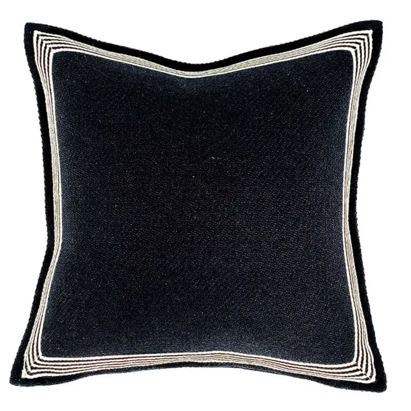 Heavy Linen Black Base and White Stripes Cushions