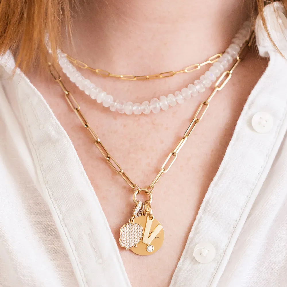 Heavy Weight Paperclip Chain with Charm Holder