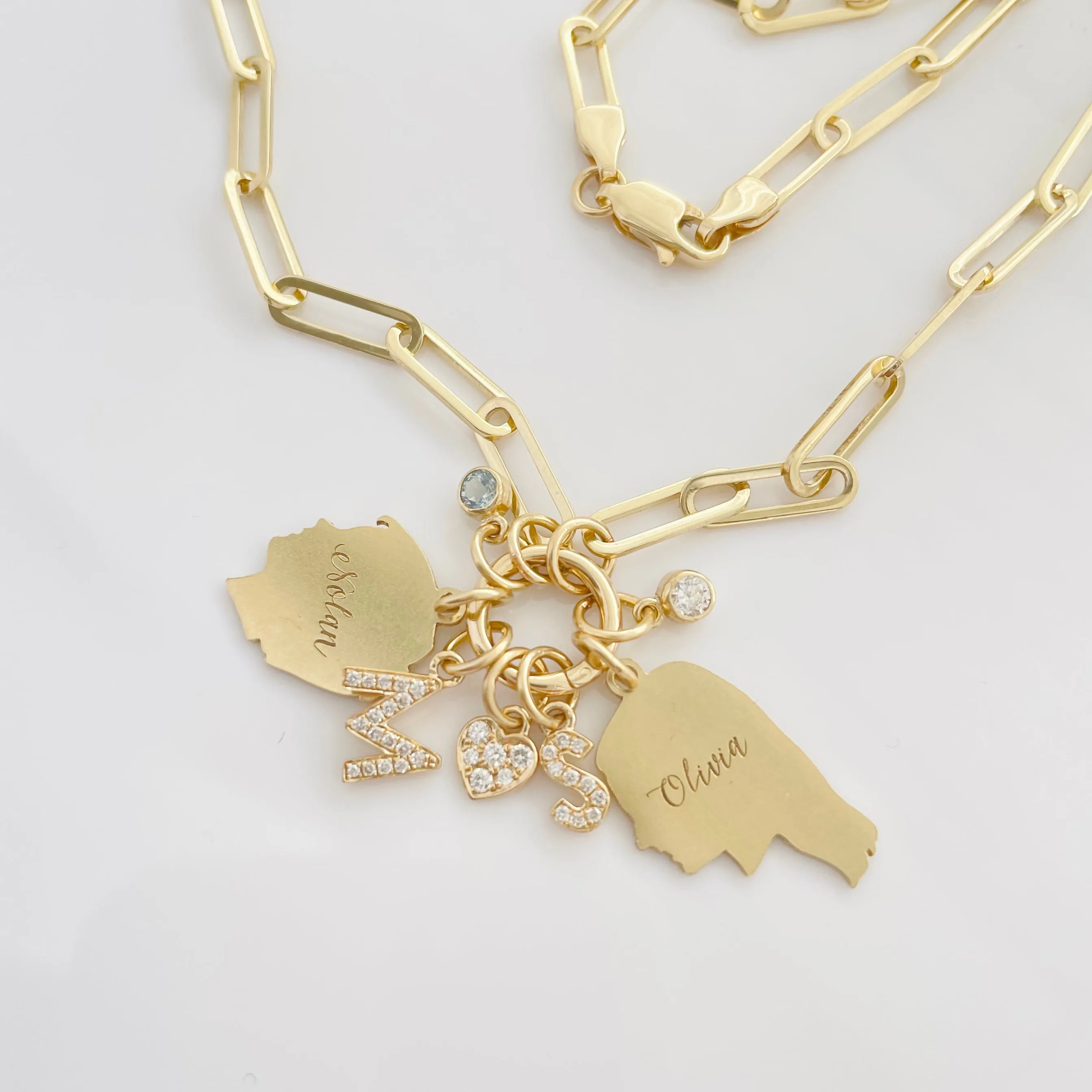 Heavy Weight Paperclip Chain with Charm Holder