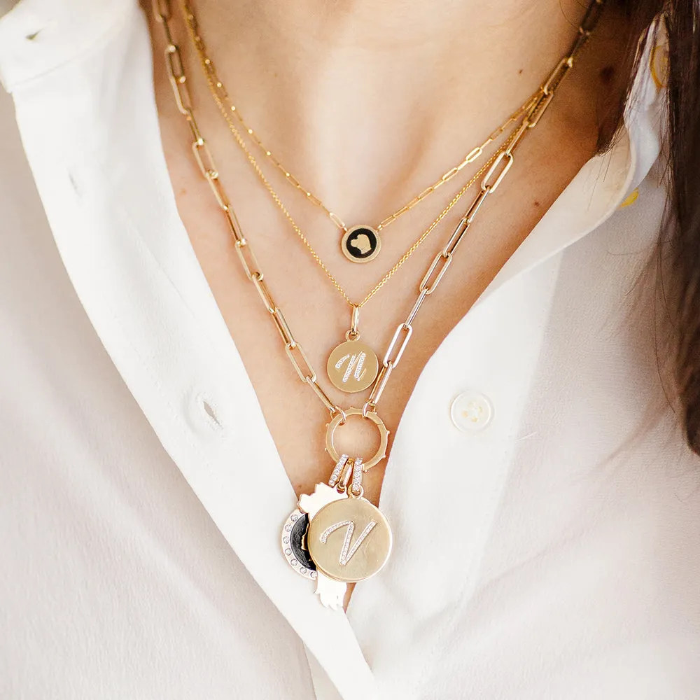 Heavy Weight Paperclip Chain with Charm Holder