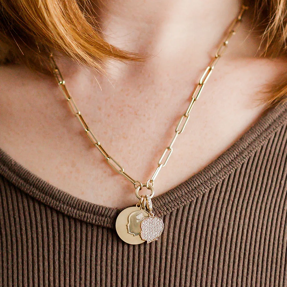 Heavy Weight Paperclip Chain with Charm Holder
