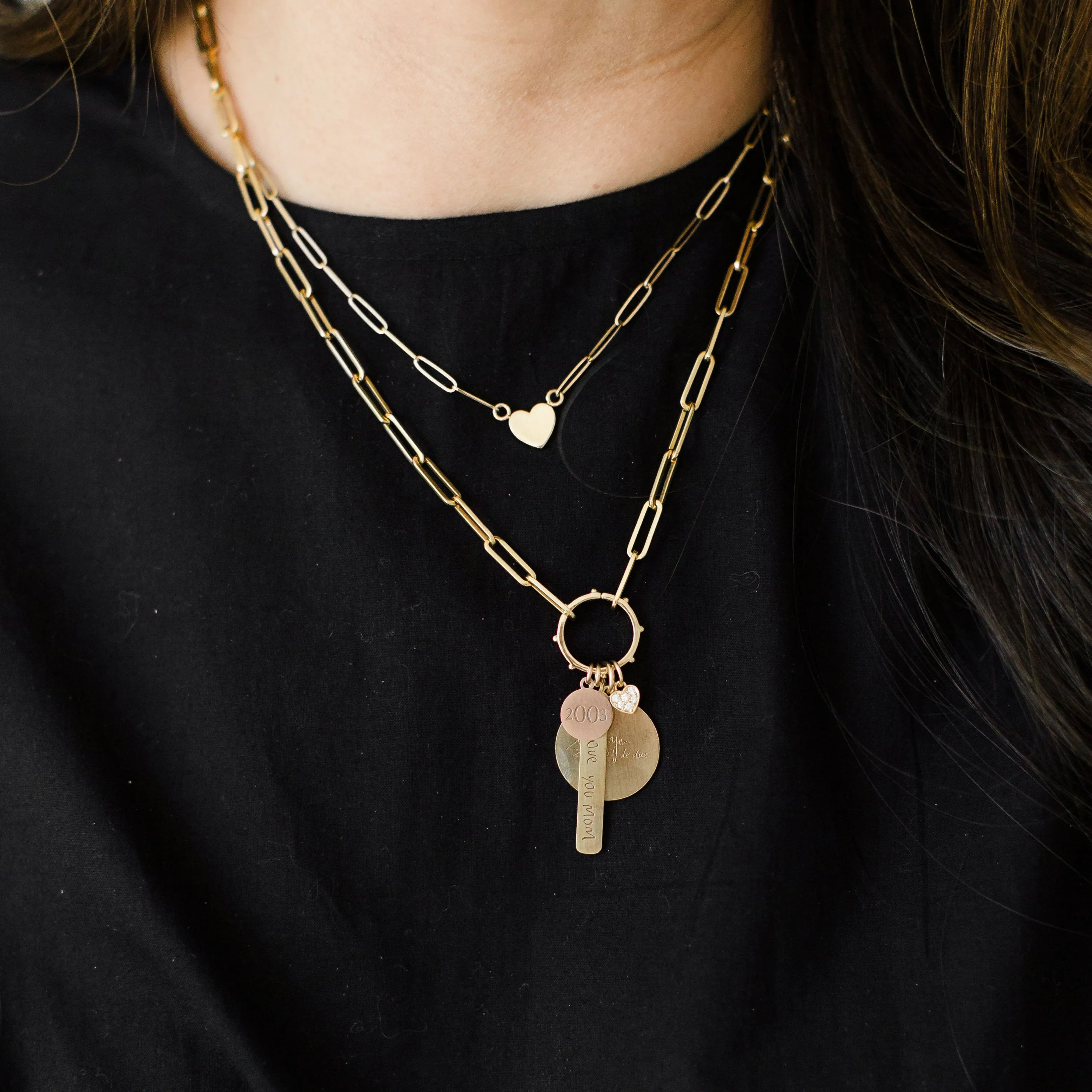 Heavy Weight Paperclip Chain with Charm Holder