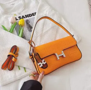 Hermès Printed Rexine Crossbody Bag for Women (Orange)