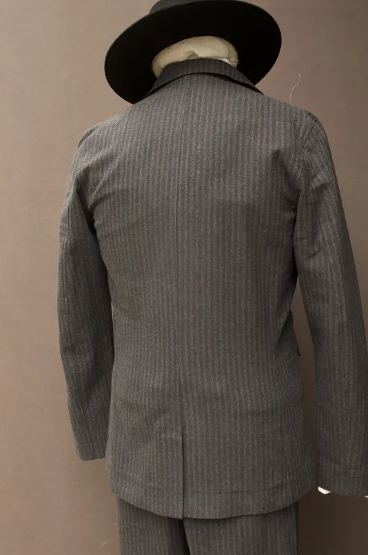 Herringbone Stripe Lukas Blazer - Grey Deco Stripe  - M
