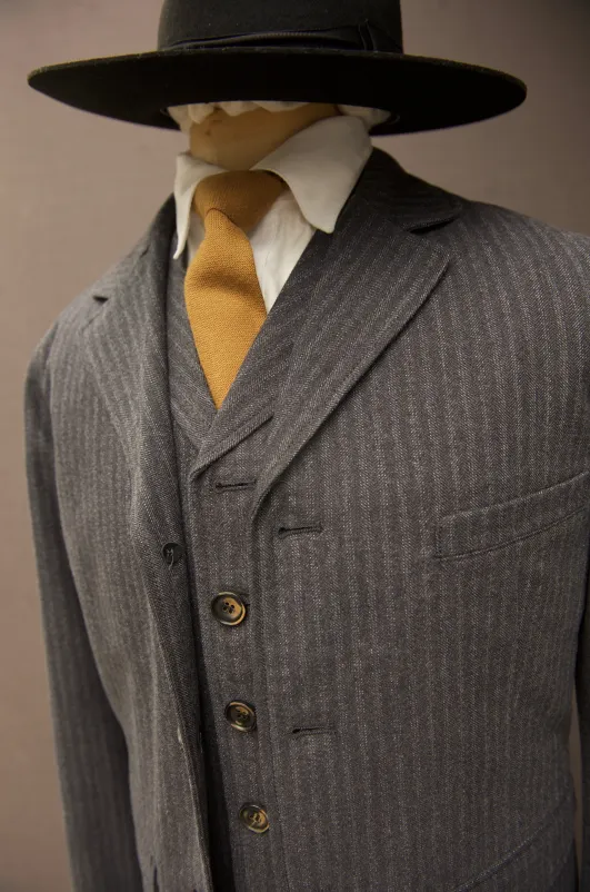 Herringbone Stripe Lukas Blazer - Grey Deco Stripe  - M