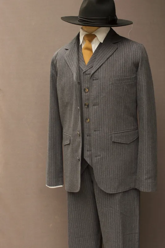 Herringbone Stripe Lukas Blazer - Grey Deco Stripe  - M