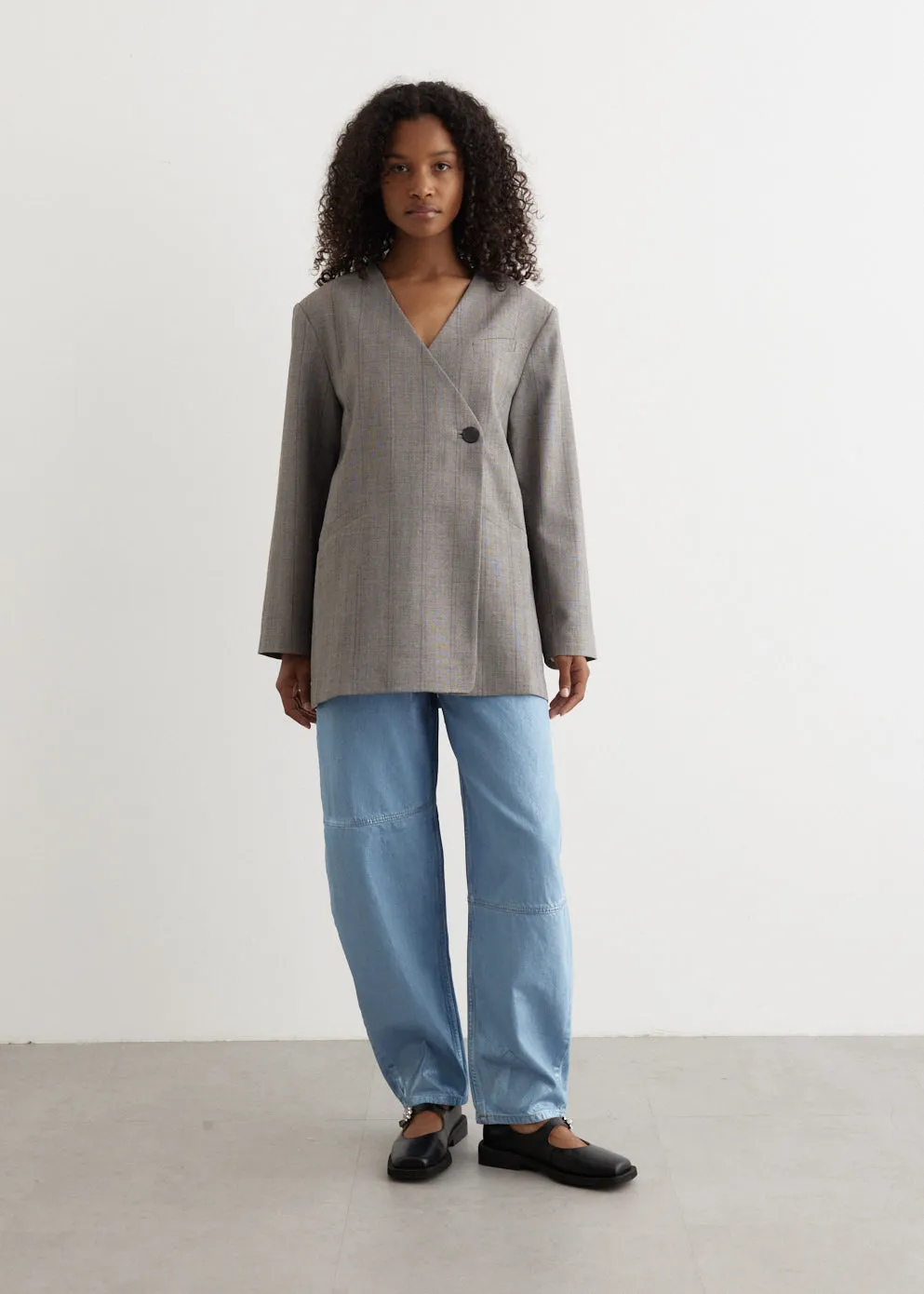 Herringbone Suiting Boxy Blazer