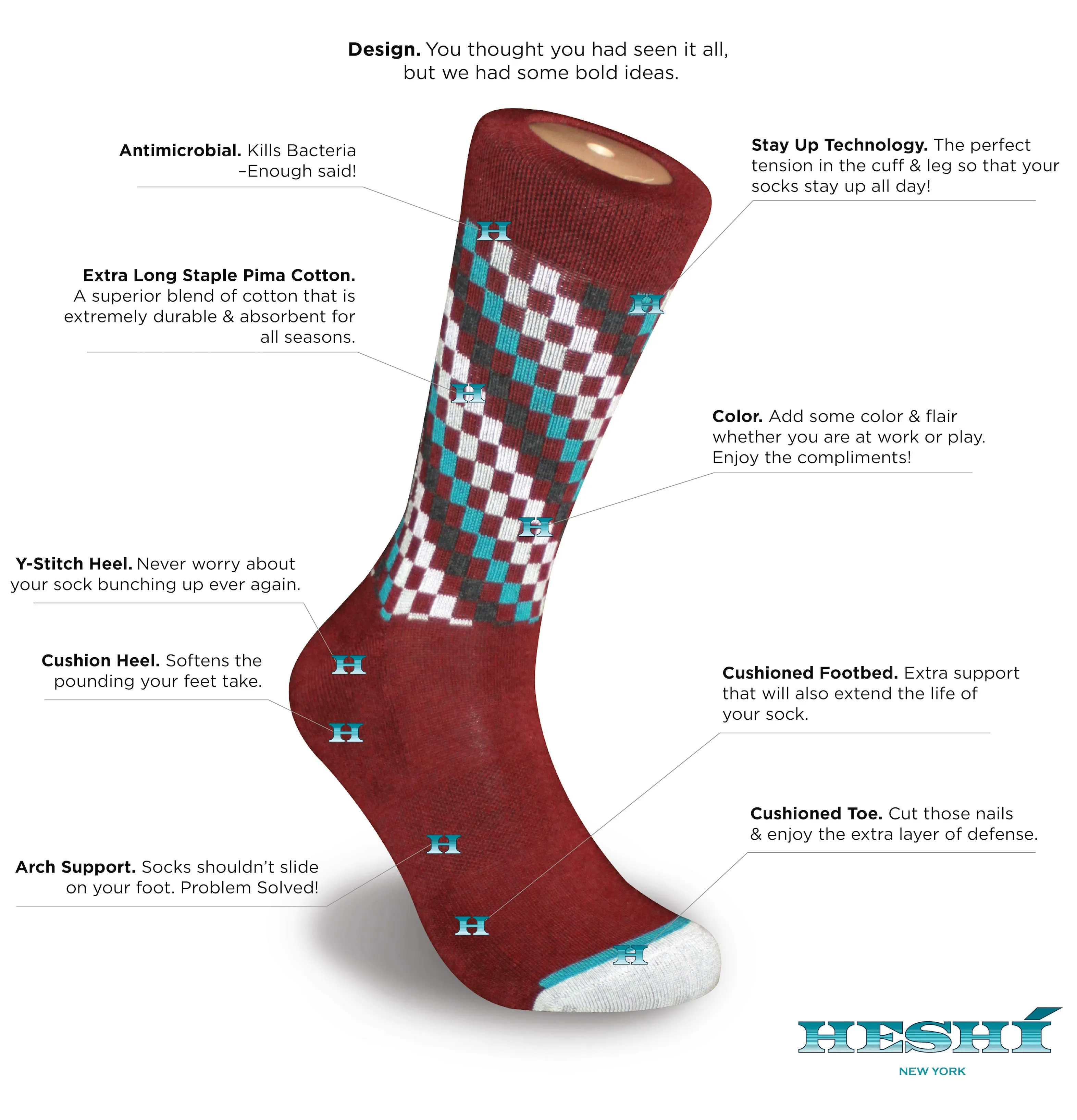 Heshí Fashion Crew Sock - Port