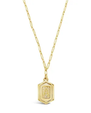 Hexagon Tag Initial Pendant Necklace
