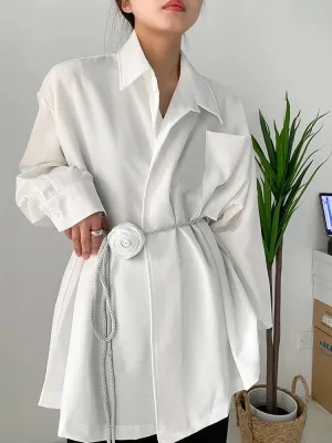 HEYFANCYSTYLE Korean Style Oversized White Blouse