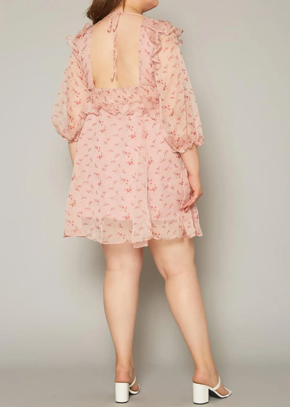 Hi Curvy Plus Size Women Floral Print Flare Mini Dress