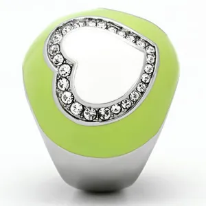 High polished (no plating) Stainless Steel Ring with Top Grade Crystal in Clear for Women Style TK1021