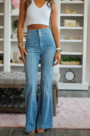 High Waist Denim Flare