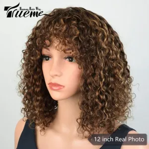 Highlight Blonde Jerry Curly Short Bob Women Wigs