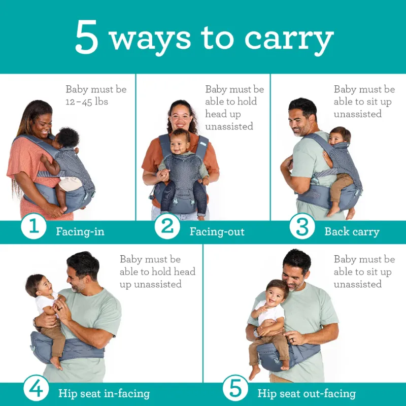 Hip Rider Plus 5-in-1 Hip Seat Carrier (Grey)