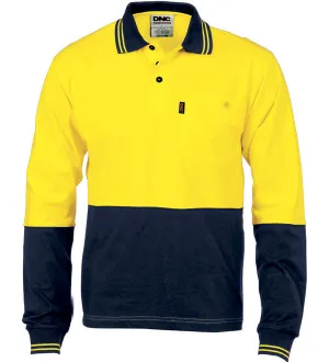 HiVis Cool-Breeze Cotton Long Sleeve Jersey Polo Shirt With Under Arm Cotton Mesh