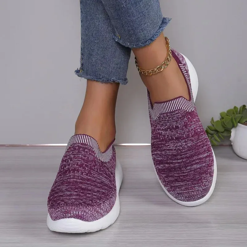 Hnzxzm Knitting Women Sneakers Mesh Sport Loafers Shoes FlatsCasual WalkingShoes New Summer 2024 Cozy Running TravelZapatillas Mujer