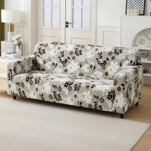 HOKIPO 140 GSM Stretchable Seater Sofa Cover, Feather Brown Floral
