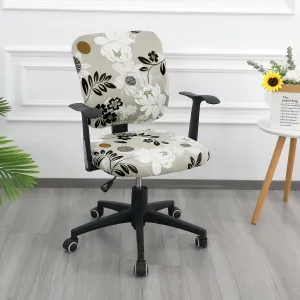 HOKIPO 140gsm Stretchable Office Chair Cover, Feather Brown Floral