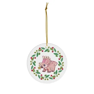 Holiday Centrosaurus - Ceramic Ornament