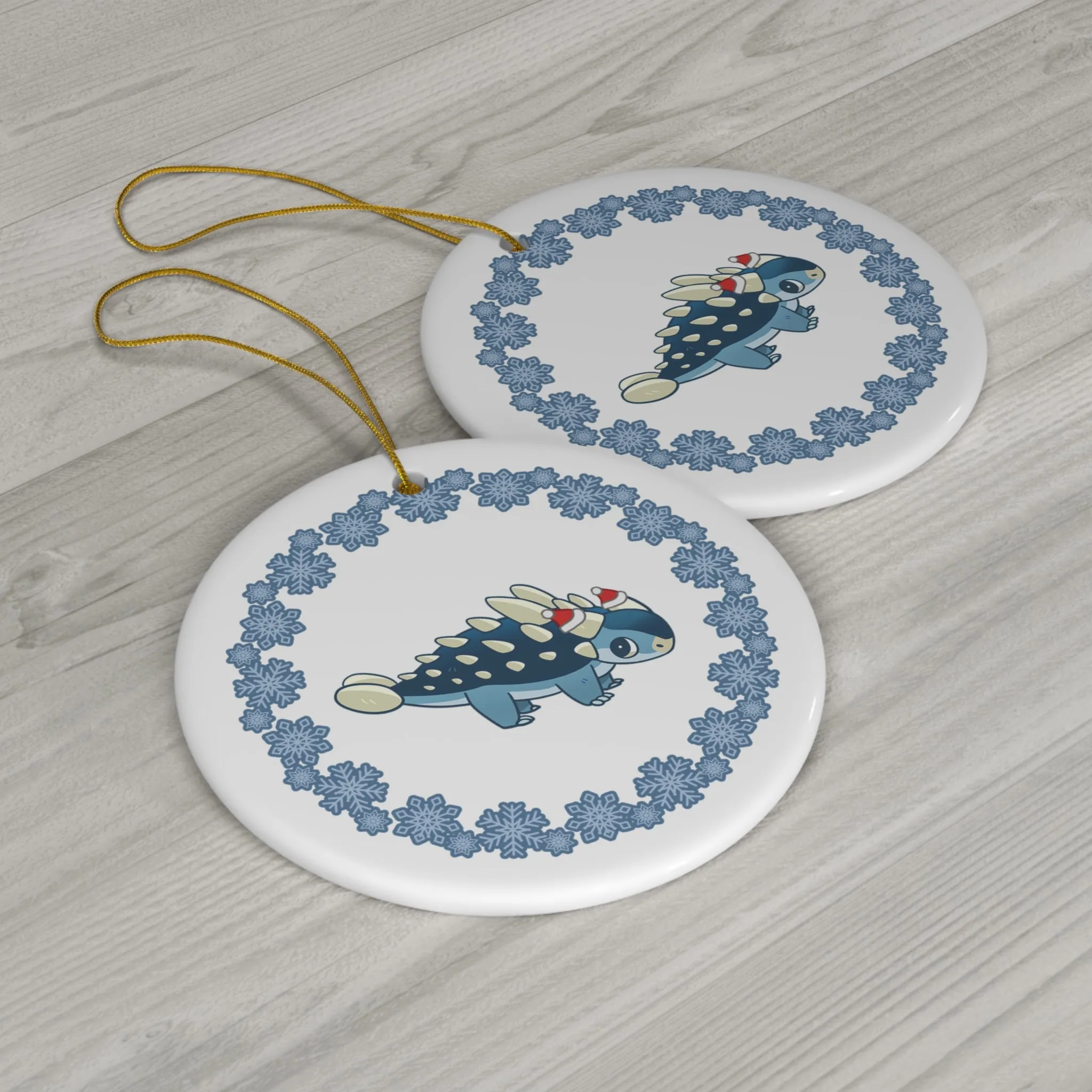 Holiday Euoplocephalus - Ceramic Ornament - Snowflake Edition