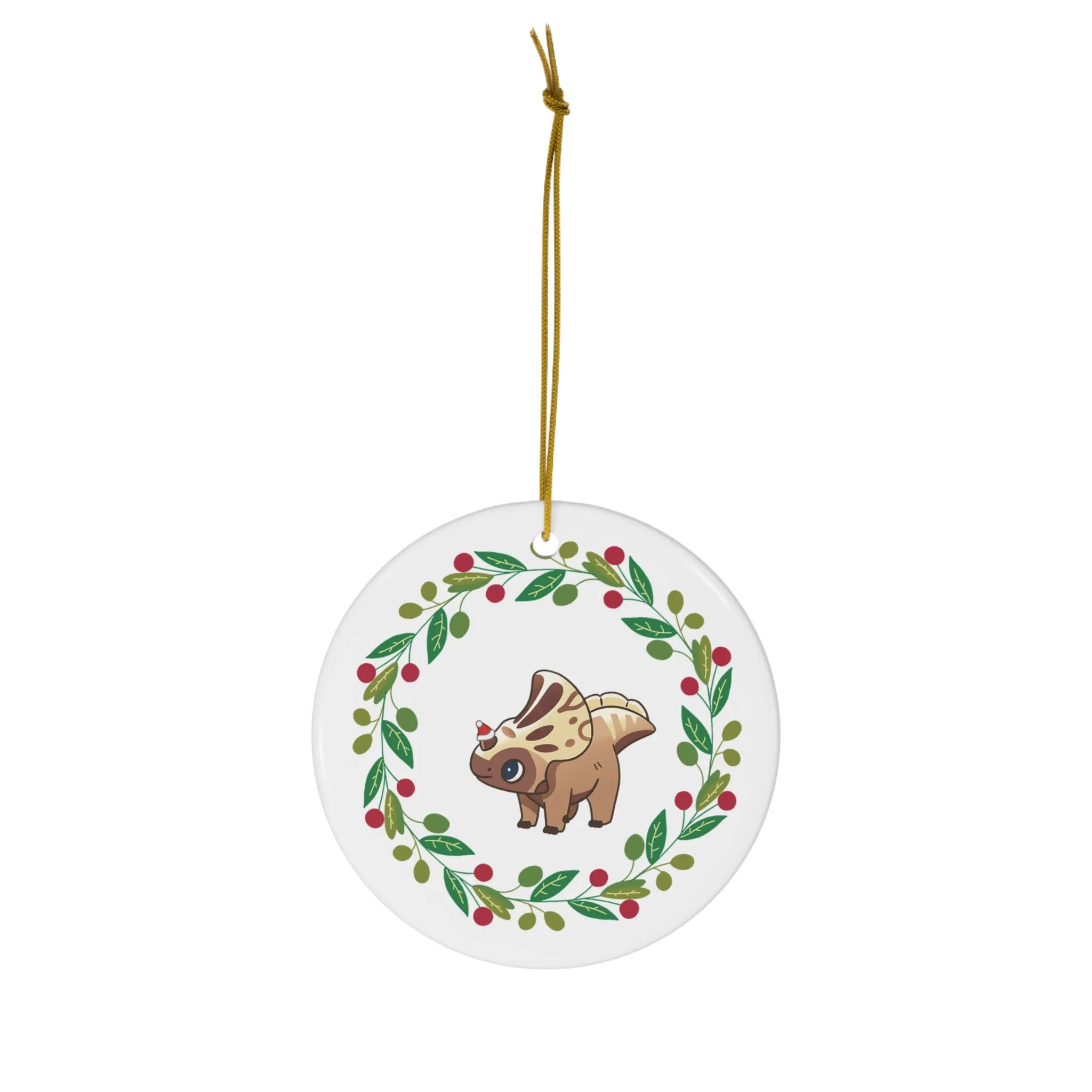 Holiday Protoceratops - Ceramic Ornament