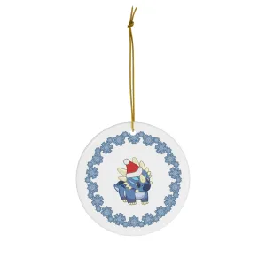 Holiday Styracosaurus- Ceramic Ornament - Snowflake Edition