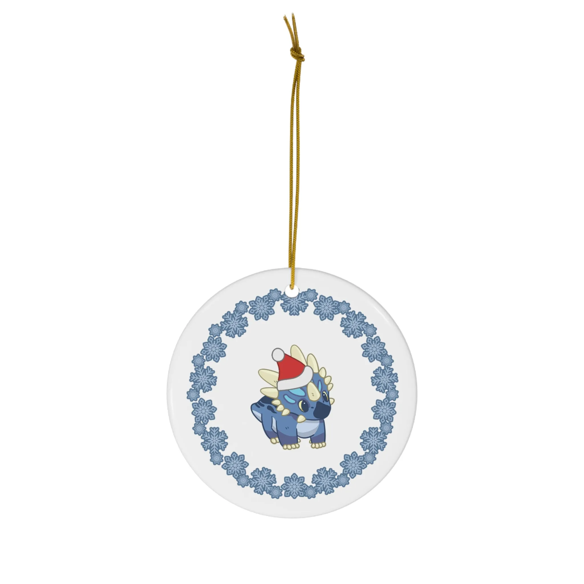 Holiday Styracosaurus- Ceramic Ornament - Snowflake Edition
