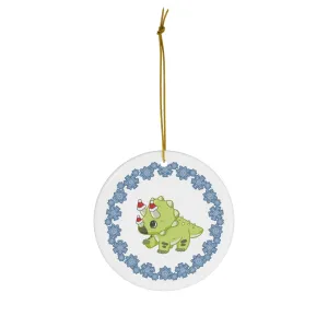 Holiday Triceratops - Ceramic Ornament - Snowflake Edition
