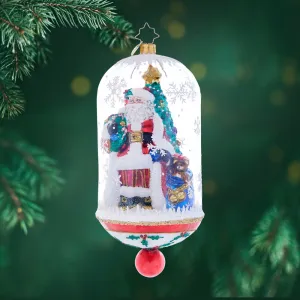 Holly Holiday Dome Santa Ornament